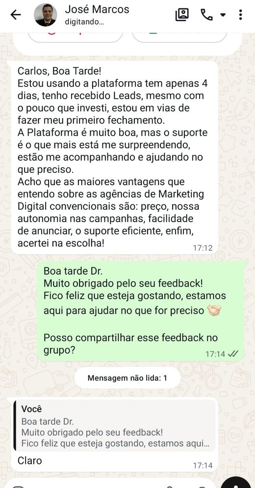 Feedback do Dr. José Marcos, cliente Bravun