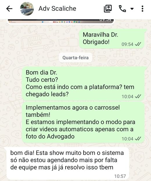 Feedback do Adv. Scaliche, cliente Bravun